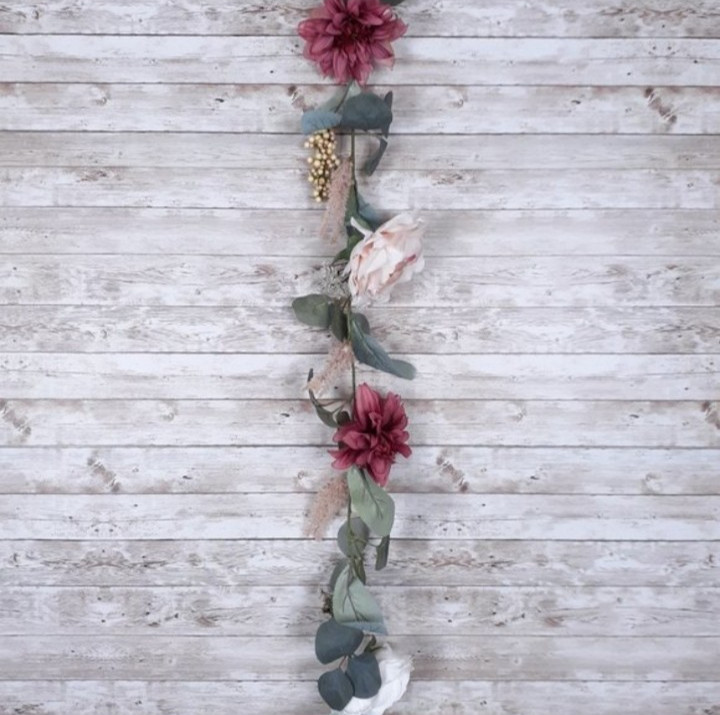Floral Garland Pink Mauve Flowers Berries 72 Inch NWOT