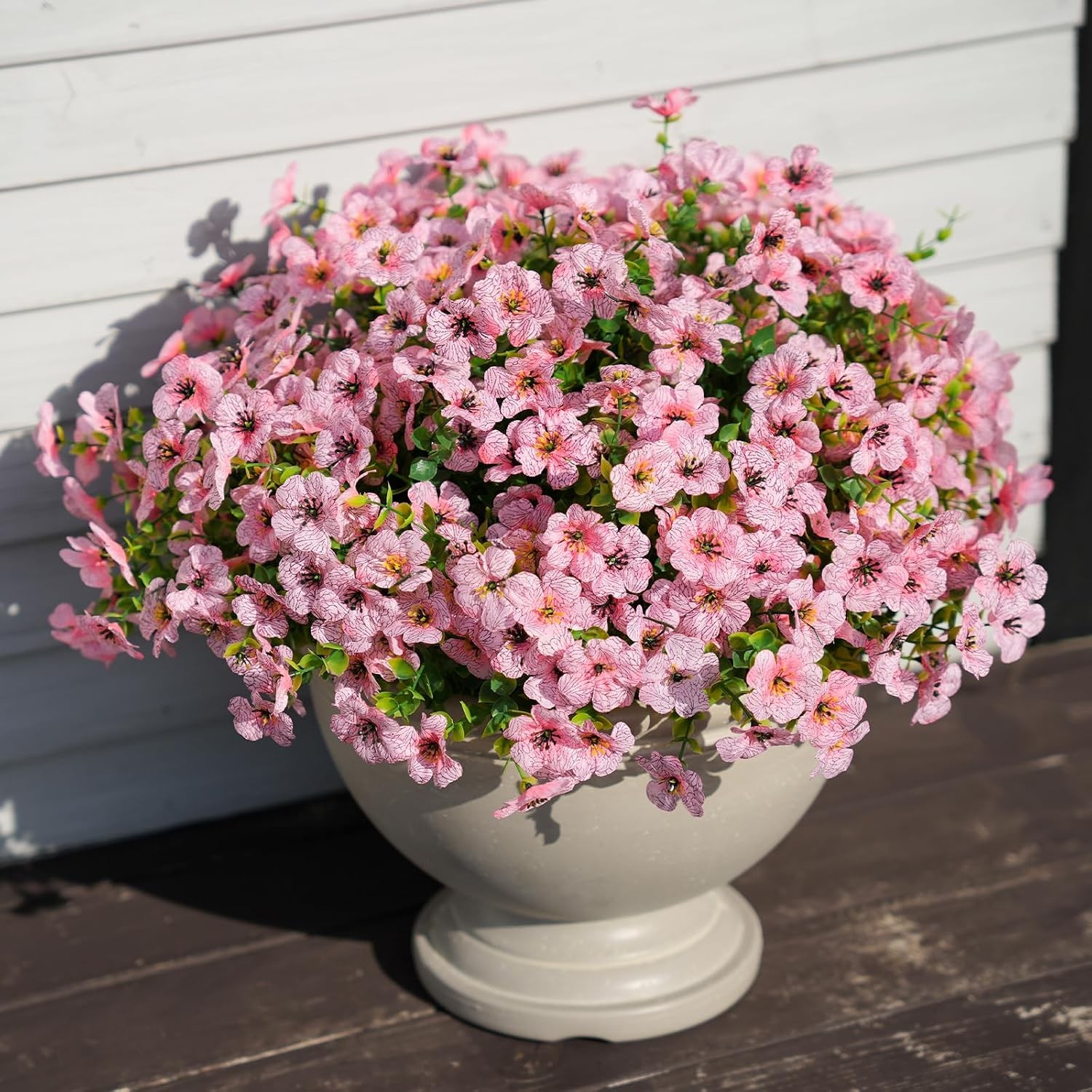 16 Bundles Artificial Flowers, Faux Daisy Eucalyptus Outdoor Patio Decor