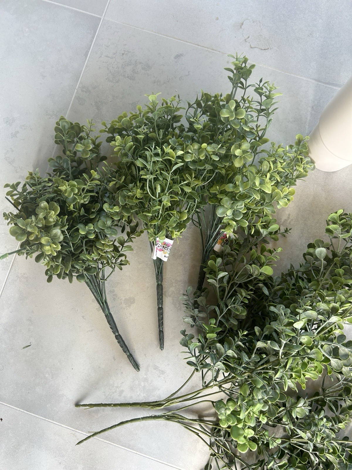 Artificial Flowers Plants Shrubs Fake Bushes Plastic Leaves 5 Pieces 12” & 24”