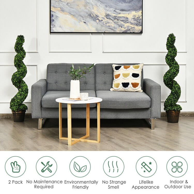 4’ Artificial Boxwood 2 Pack Spiral Topiary Tree UV Home Decor Green In/Outdoor