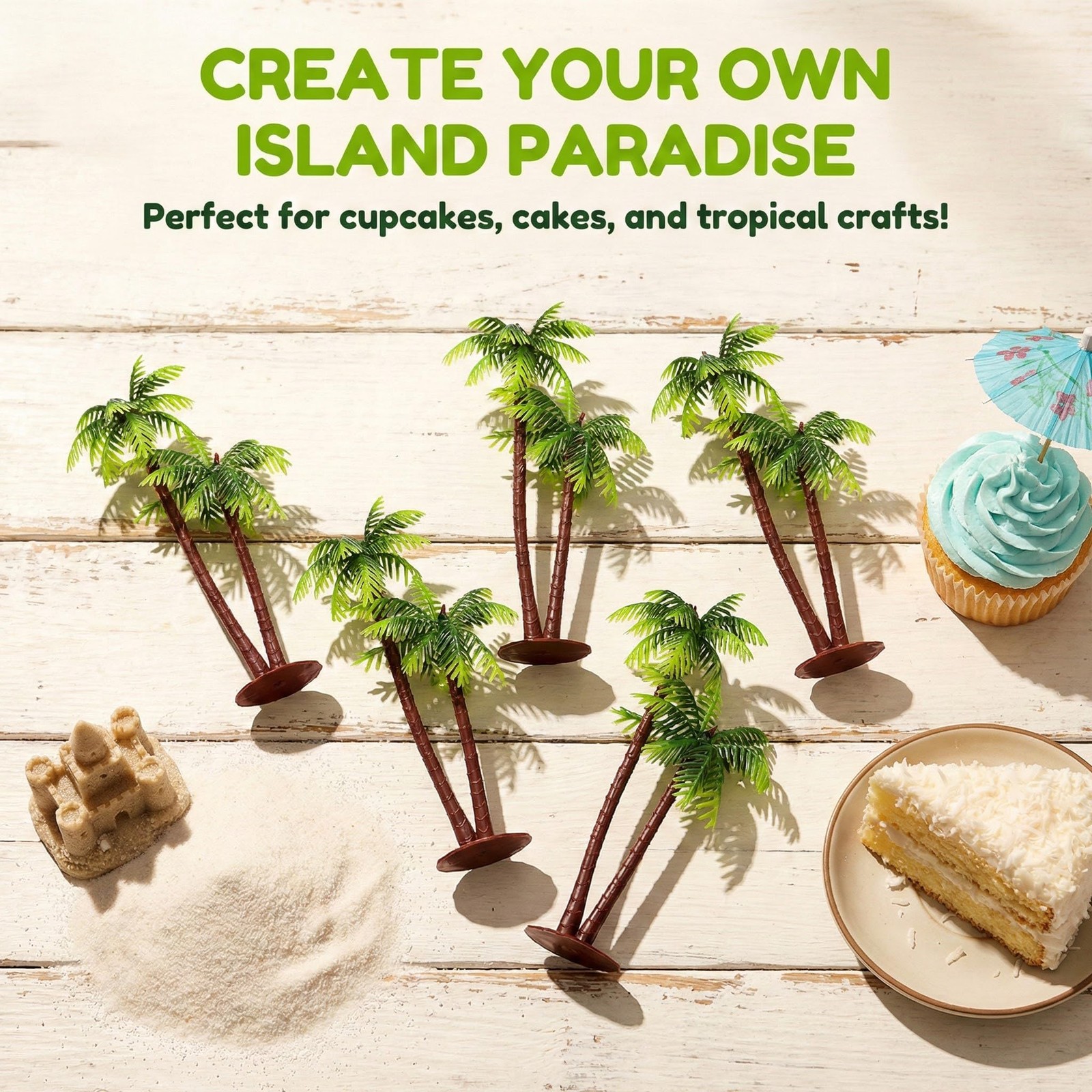 15pcs Miniature Coconut Trees 14cm – Artificial Palm Trees Plastic Model Tree…