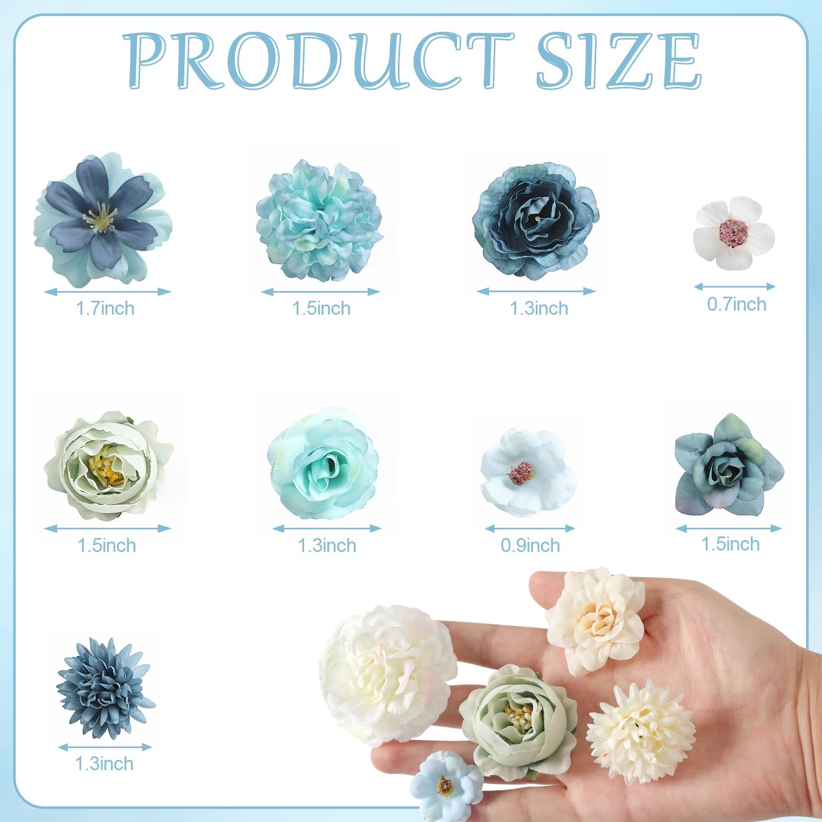 Faux Flower Heads Mini Blue White Artificial Flower Heads Peony Daisy Rose Fl…