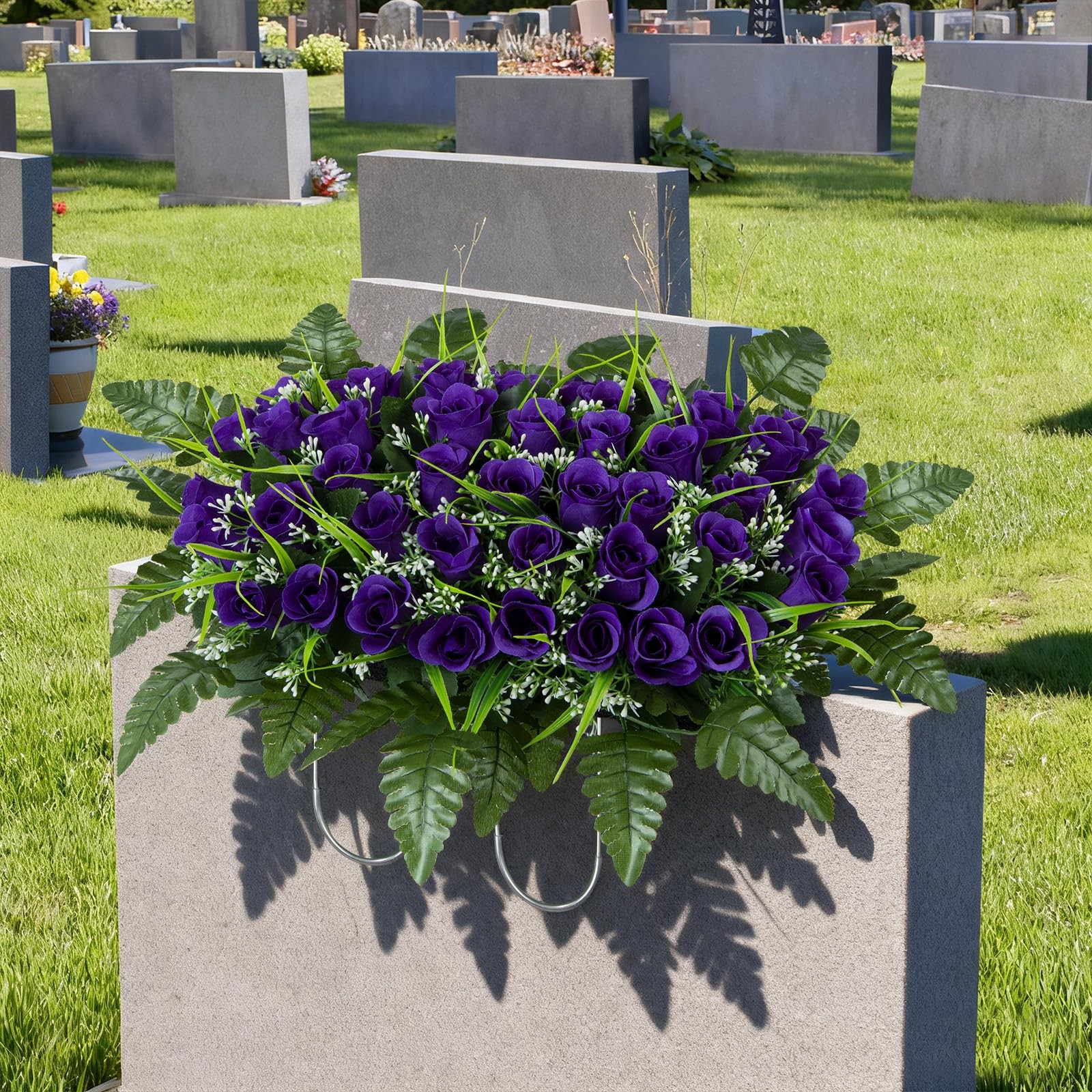 Artificial Headstone Flower Saddle, Silk Cemetery Flowers Saddles, Artificial…