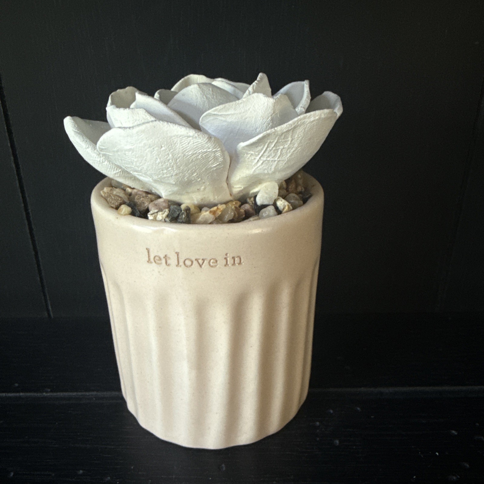 Beige Ceramic Succulent Indoor Decor Stoneware Oil Diffuser Let Love In Demdaco