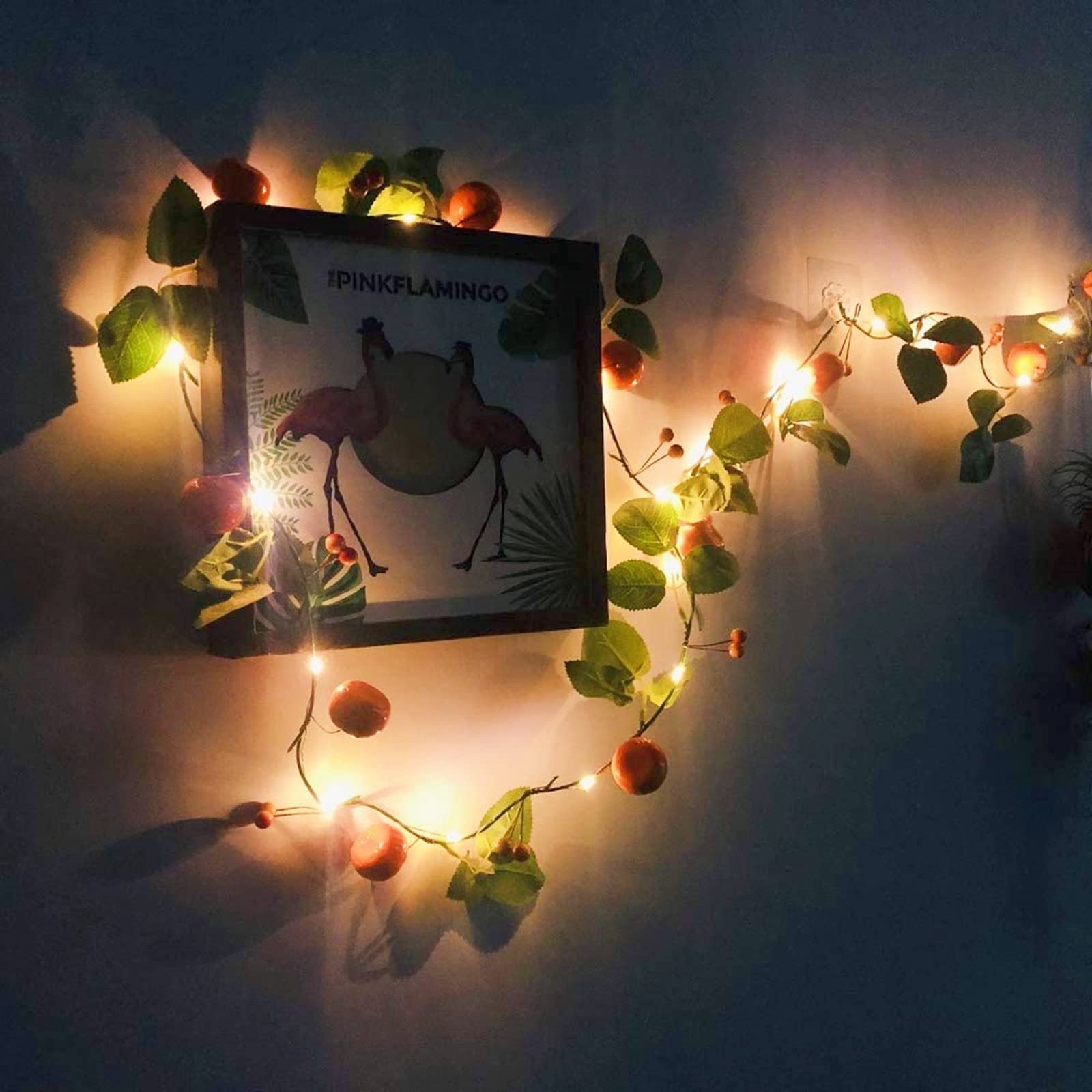 Artificial Fruit Tangerine String Lights LED Oranges Hanging Vines Plant Garl…