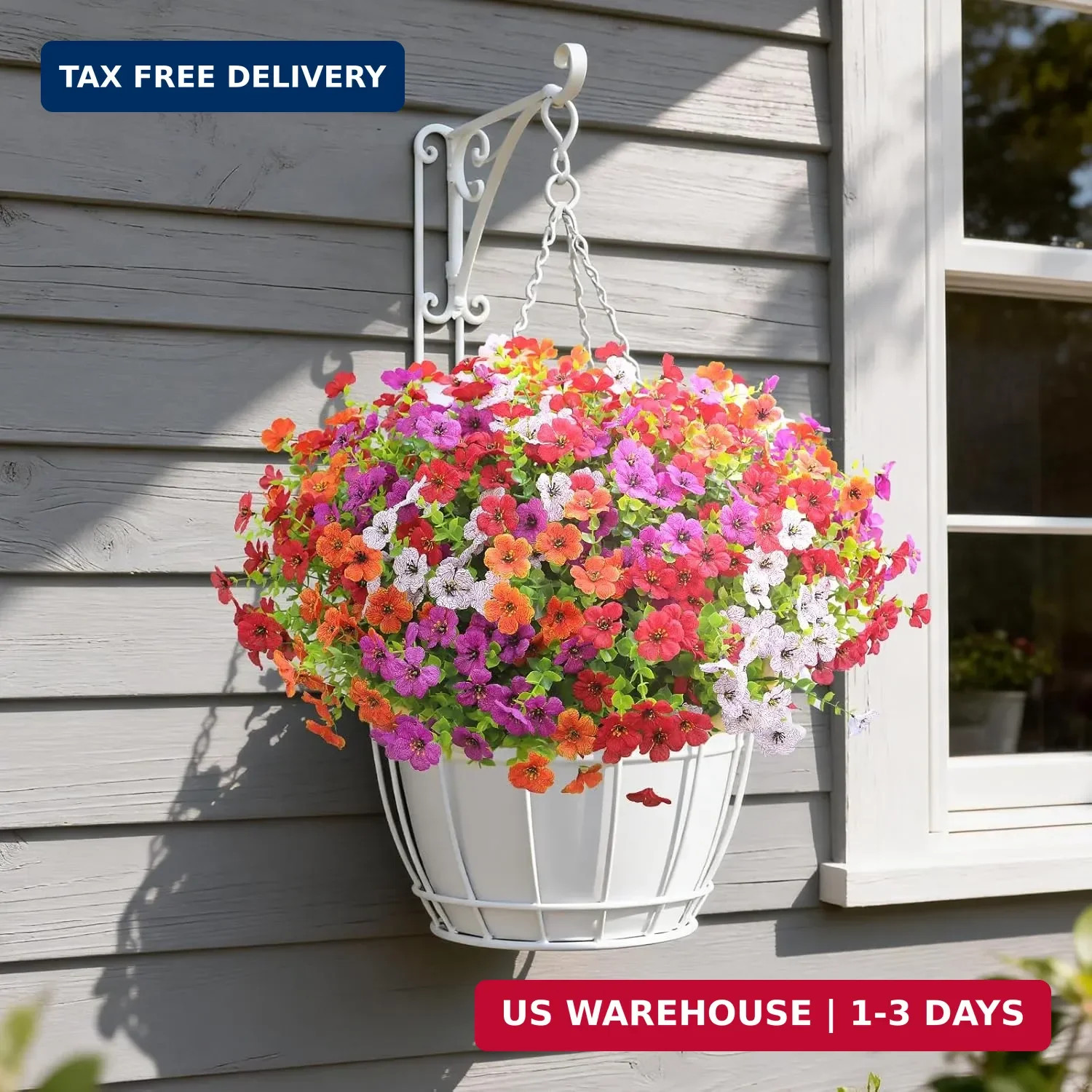 12 Bundles Artificial Flowers for Outdoors UV Resistant Fake Plants Silk Flowers