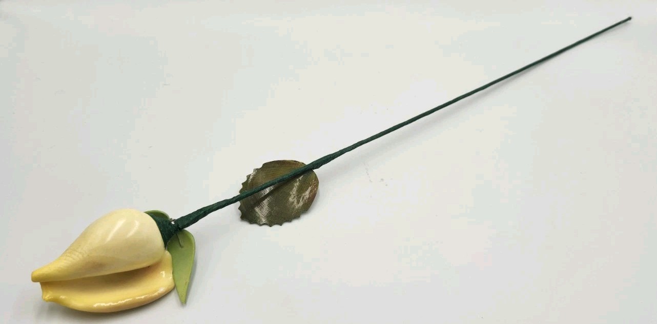 Seashell Hand Painted Long Stem Rose Buds Set of 6