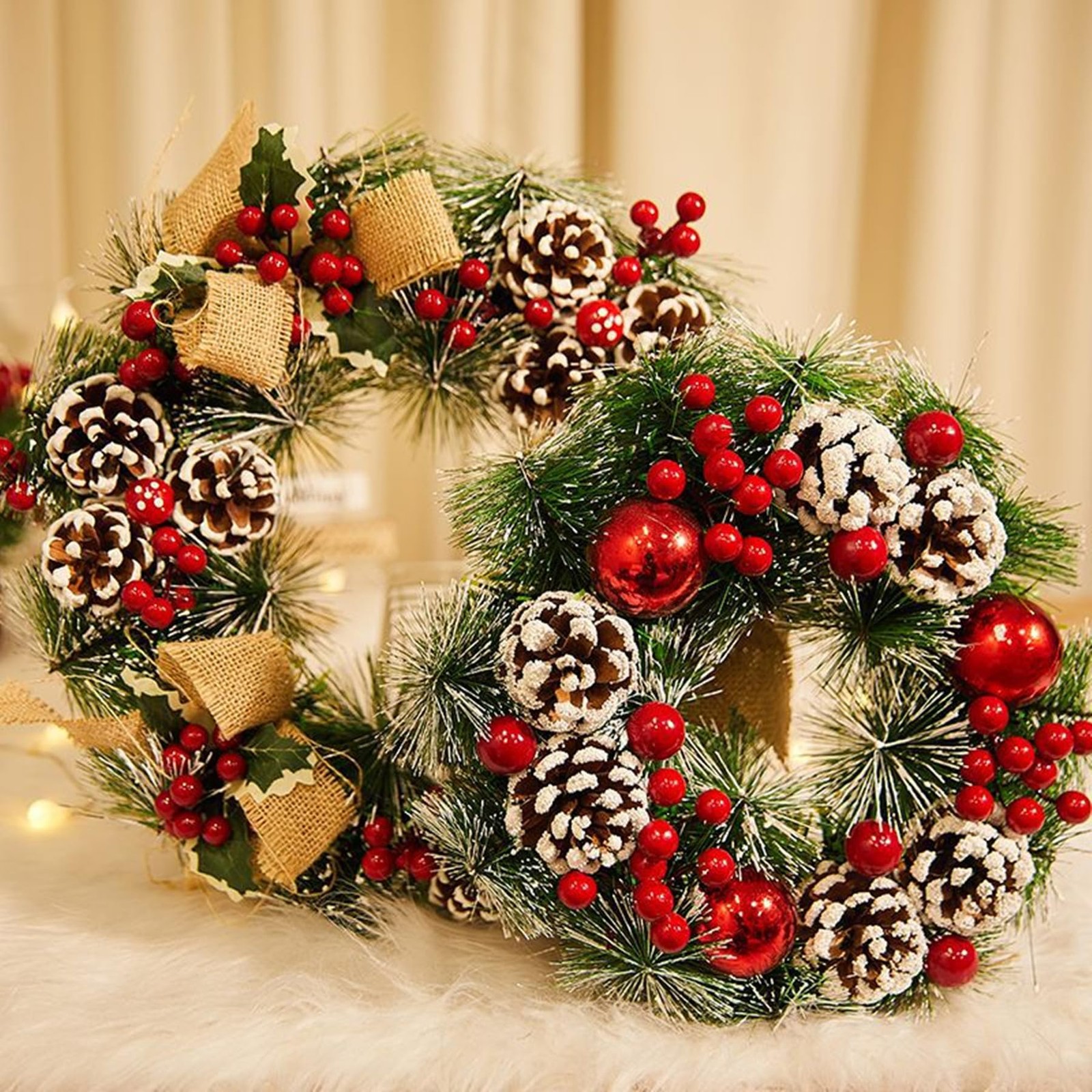 40 Packs Artificial Snow Pine Needles Branches, Fake Small Dyed White Pine Tw…