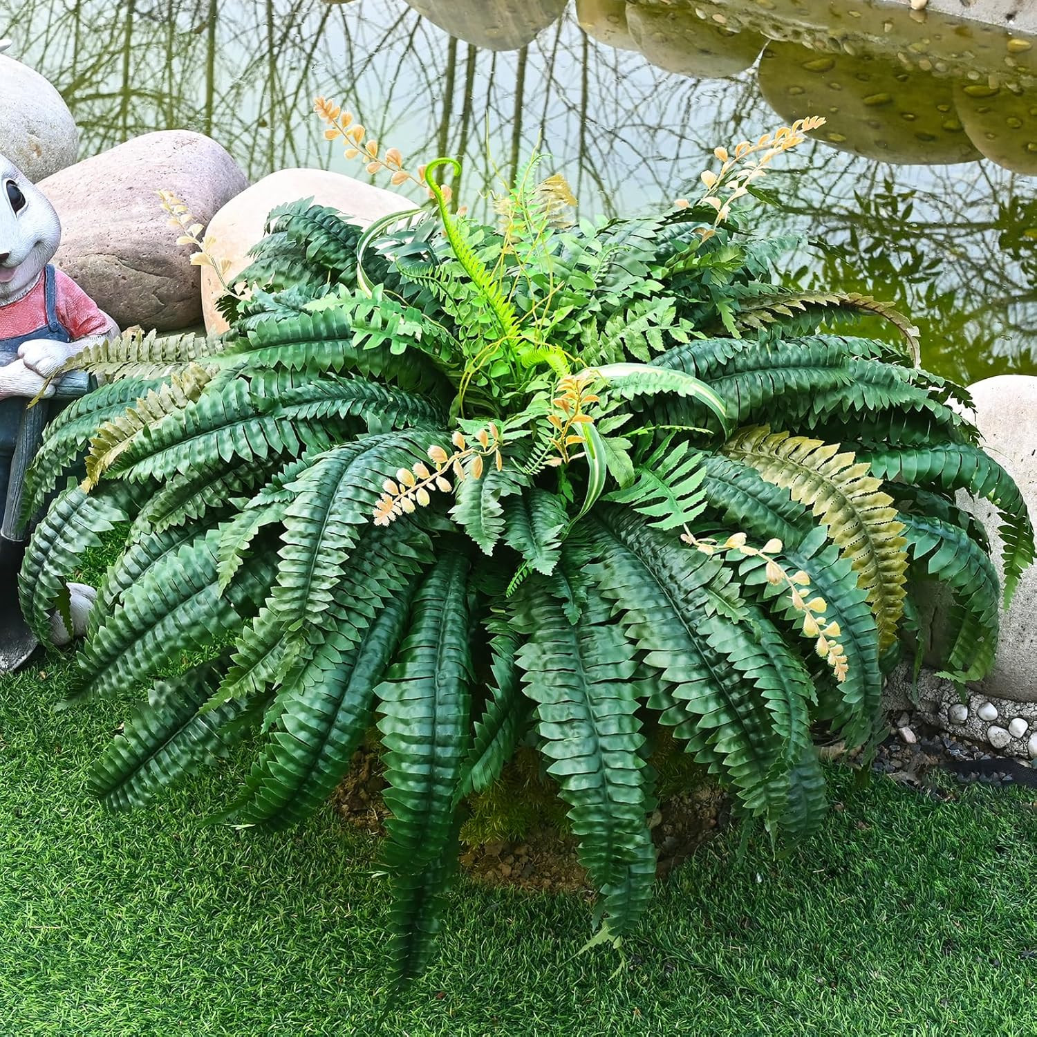 2PCS [133 Leaves Full Fake Ferns] Large Artificial Plants Outdoor, 48Inch Artifi