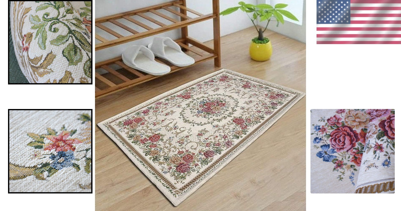 Elegant Rustic Floral Doormat – Washable, Non-Slip Floor Rug for Home