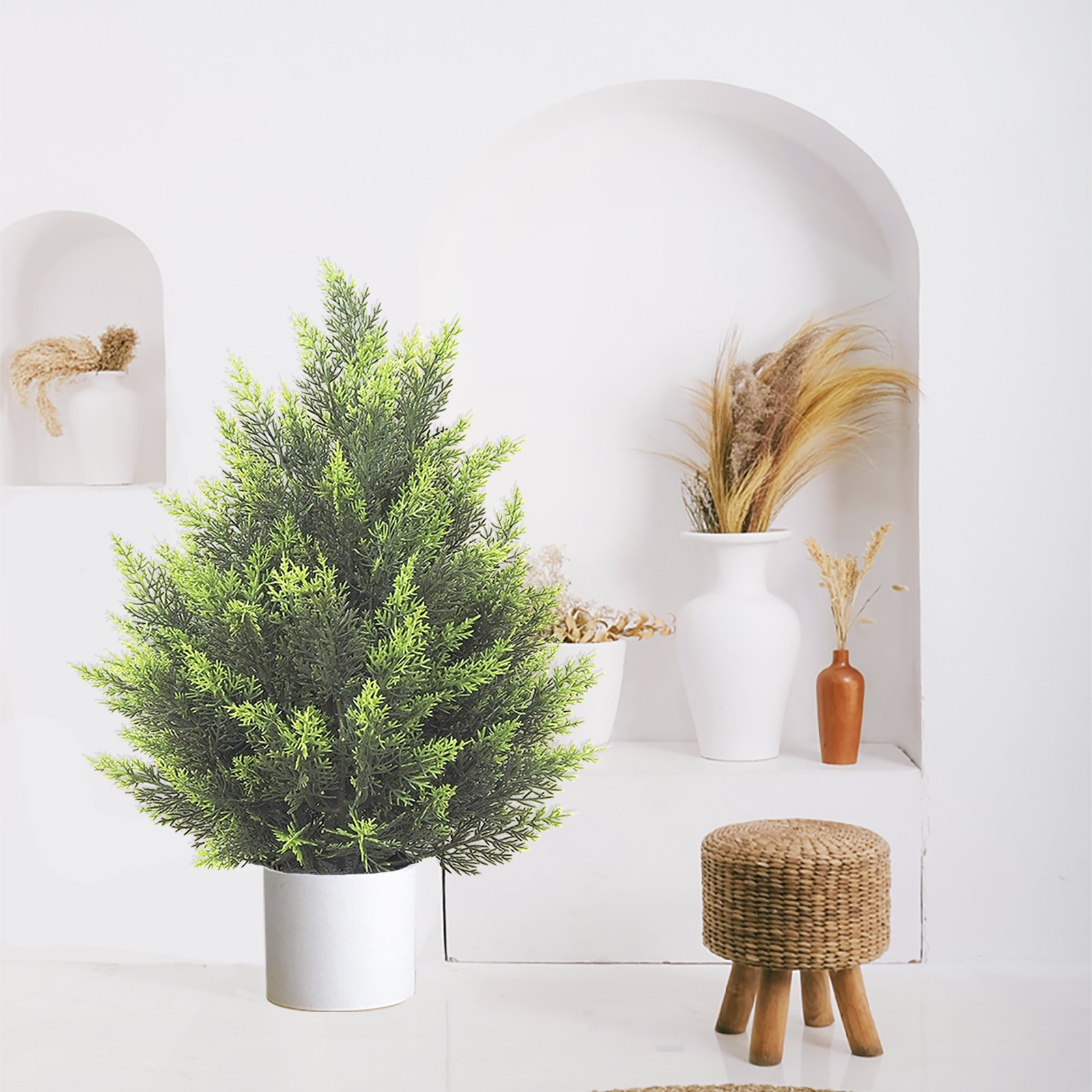 Artificial Topiary Tree Realistic Faux Cedar Pine UV Rated Indoor Outdoor