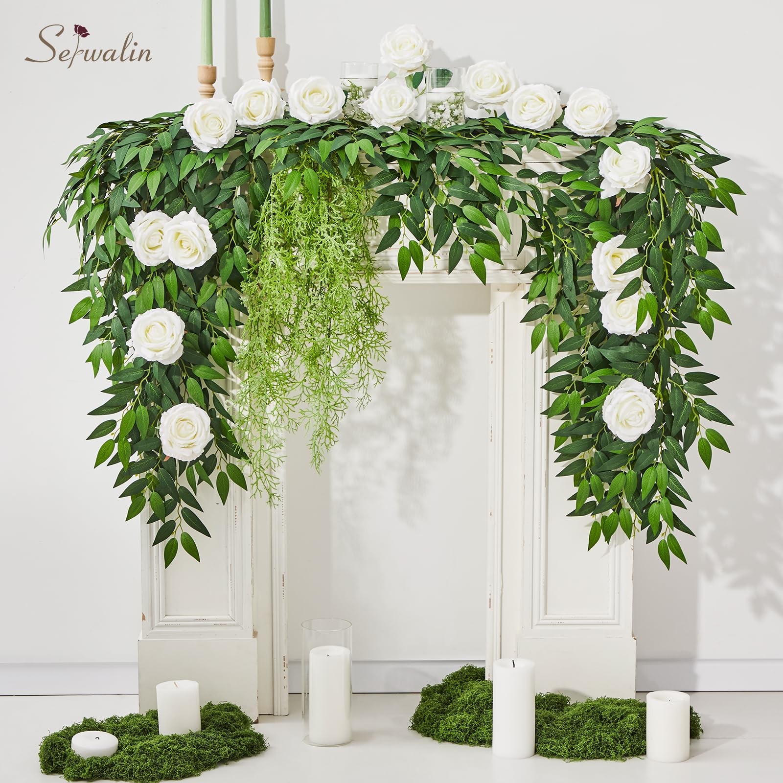 Serwalin 30Pcs Italian Ruscus Greenery Stems Artificial Greenery Leaves, 21.6…