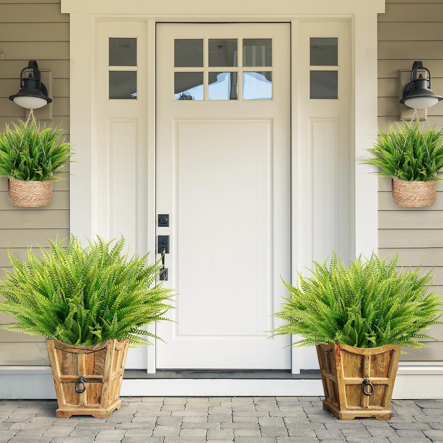 Artificial Boston Fern Plants Fake Ferns Bushes Faux Ferns Artificial Ferns