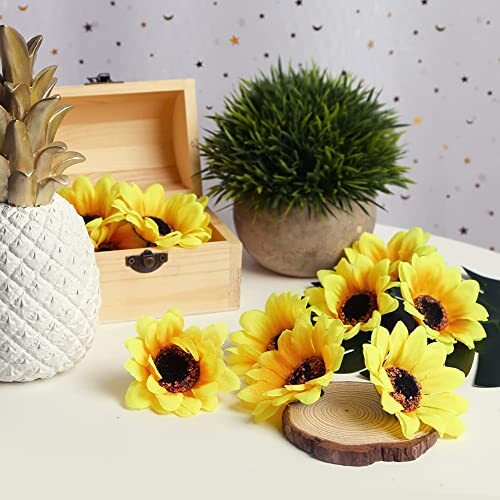 25pcs Fake Sunflowers Heads, 2.8″ Artificial Sunflower Gerbera Daisy Flowers