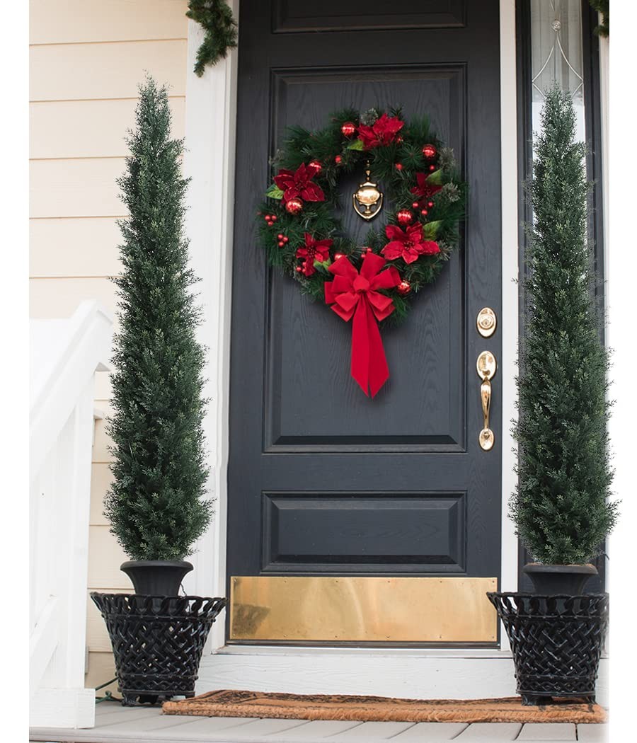 Artificial Topiary Cedar Tree Outdoor Uv Resistant 5.5 Ft Faux Cypress Toparies