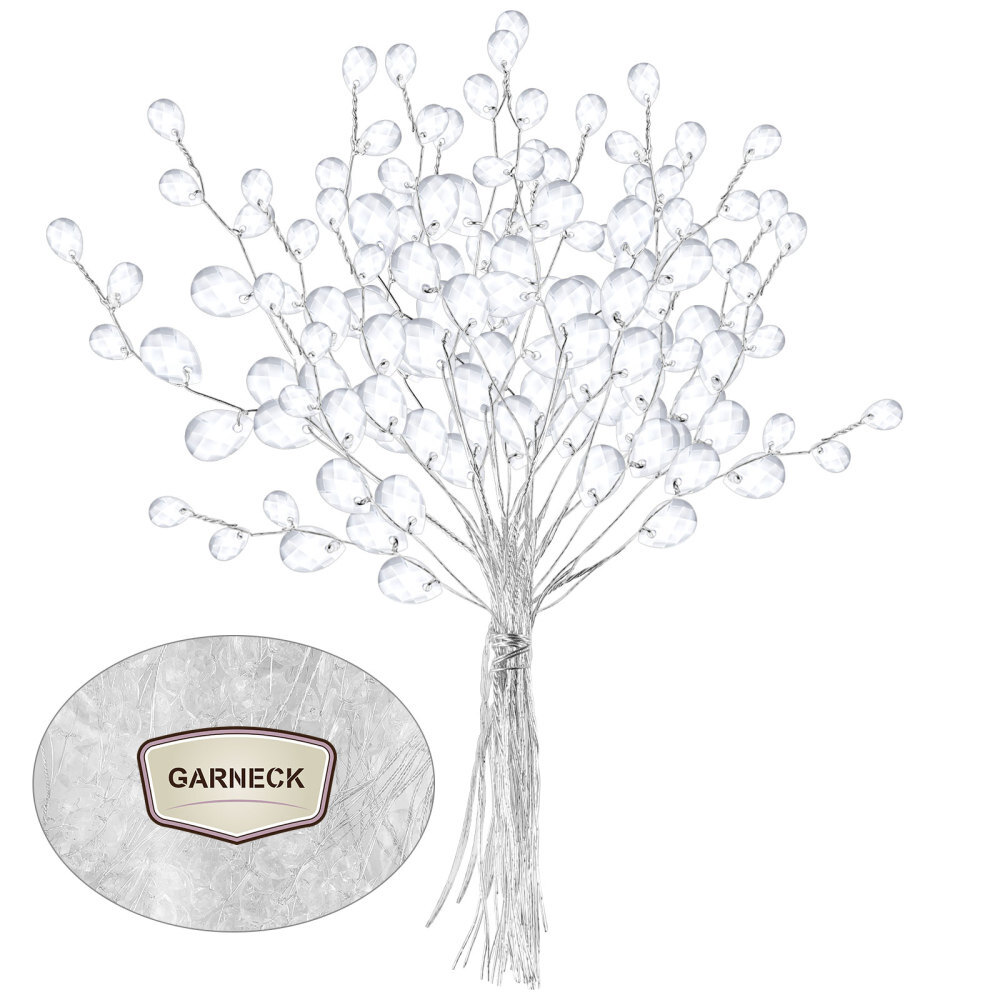 50PCS White Artificial Crystal Flower Bouquets for Christmas Tree Decoration