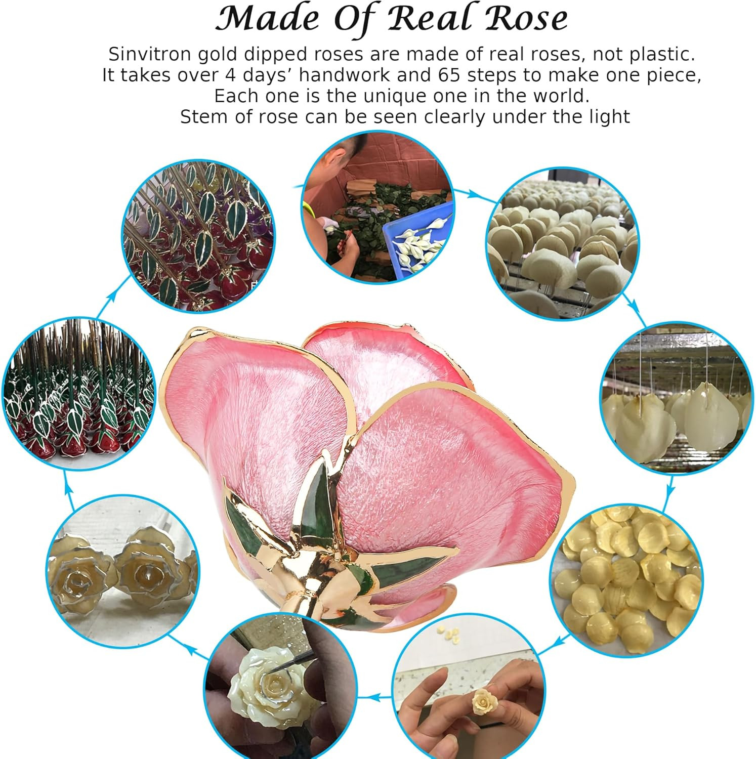 Rosa infinita bano oro resina flor preservada regalo cumpleanos aniversario