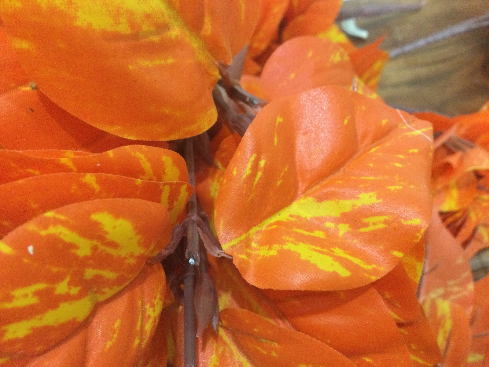 Vintage Artificial fall leaves orange brown 8 bushes Michaels READ