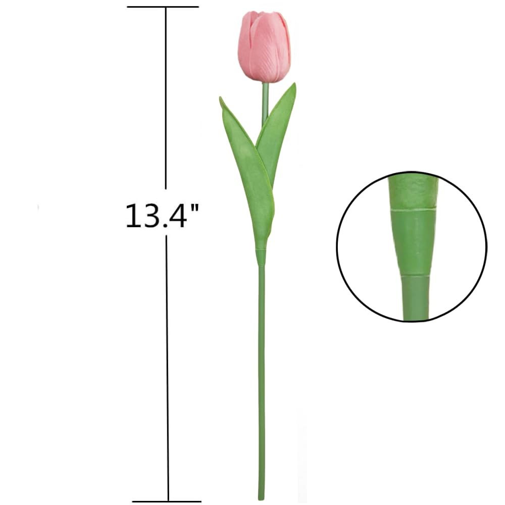 10 PCS Pink Artificial PU Tulips Real Touch Fake Flowers Bouquet Office Decor