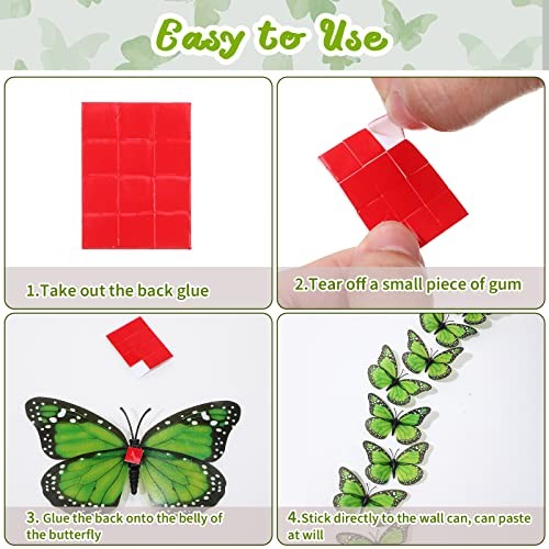 Syhood Pieces Emerald Monarch Butterfly Decorations 4.7 Inch 24 Green