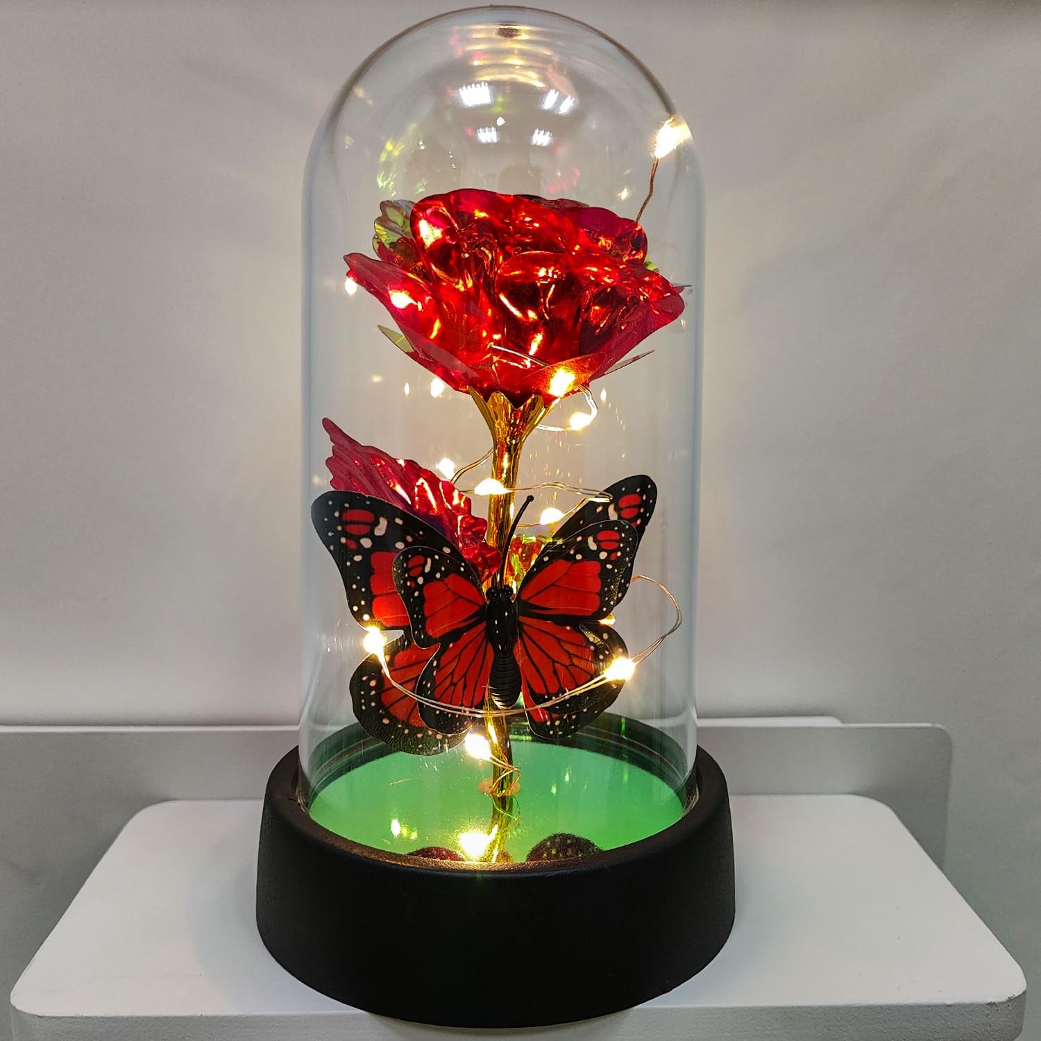 Light Up Forever Eternal Rose Flower in Glass Dome for Birthday Mother’s Day