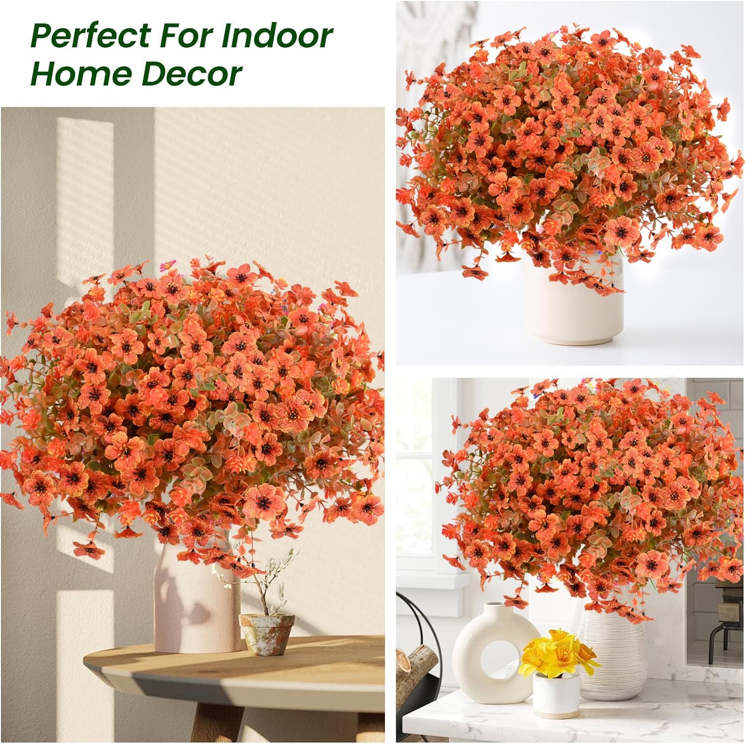 Artificial Flowers for Outdoor,14PCS Fall Decor Orange Autumn Realistic Faux …