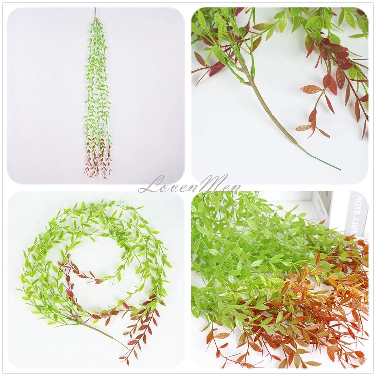 Artificial Hanging Vines, 10 Pack Fake Ivy Weeping Willow Greenery Leaves Pla…