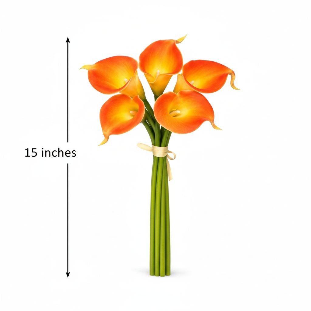 Orange Calla Lily Bundle Faux Flowers 5 Stem Bouquet Vintage Floral Decor Weddin