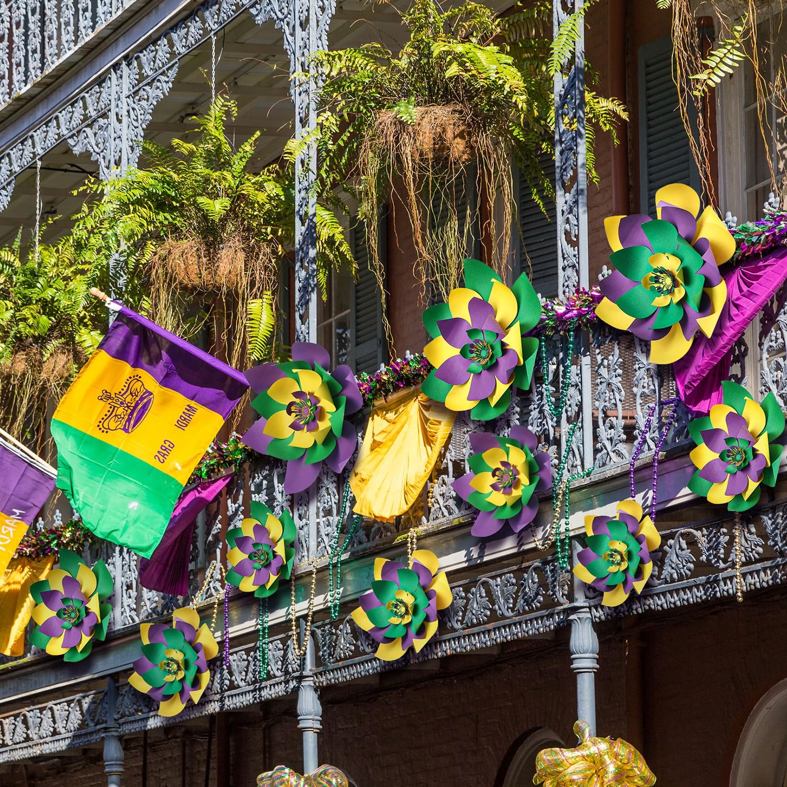 24 Pcs Mardi Gras Decorations for Party Outdoor Large Mardi Gras Porch Door D…
