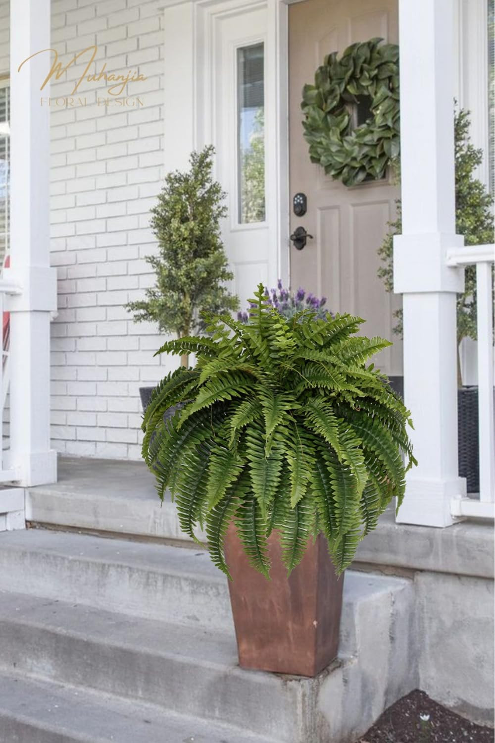 Realistic 48″ Artificial Boston Fern Bush – Pack of 2 for Home Decor