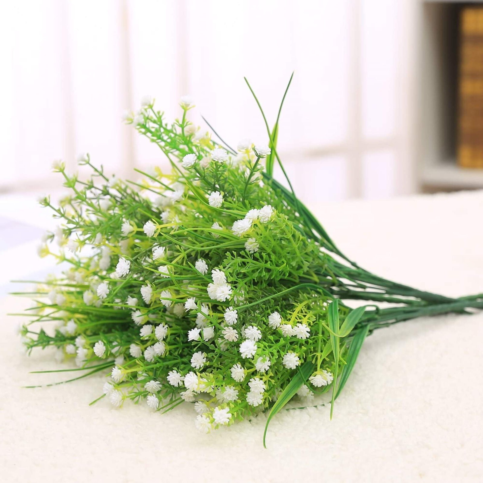 Outdoor Indoor Artificial Flowers Baby Breath Fake Flowers UV Resistant White