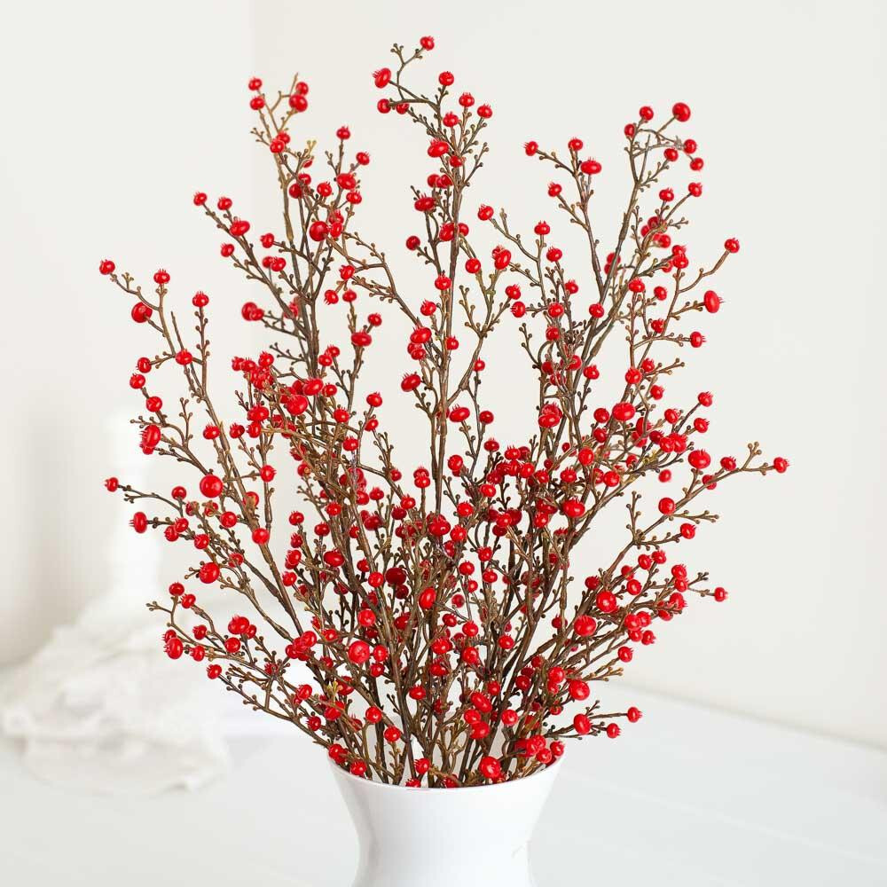 21″ Weatherproof Indoor / Outdoor Red Artificial Berry Bush