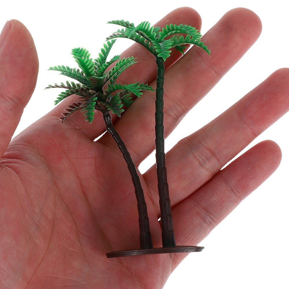 15Pcs Reusable Plastic Mini Palm Trees for Crafts Green Artificial Coconut Decor