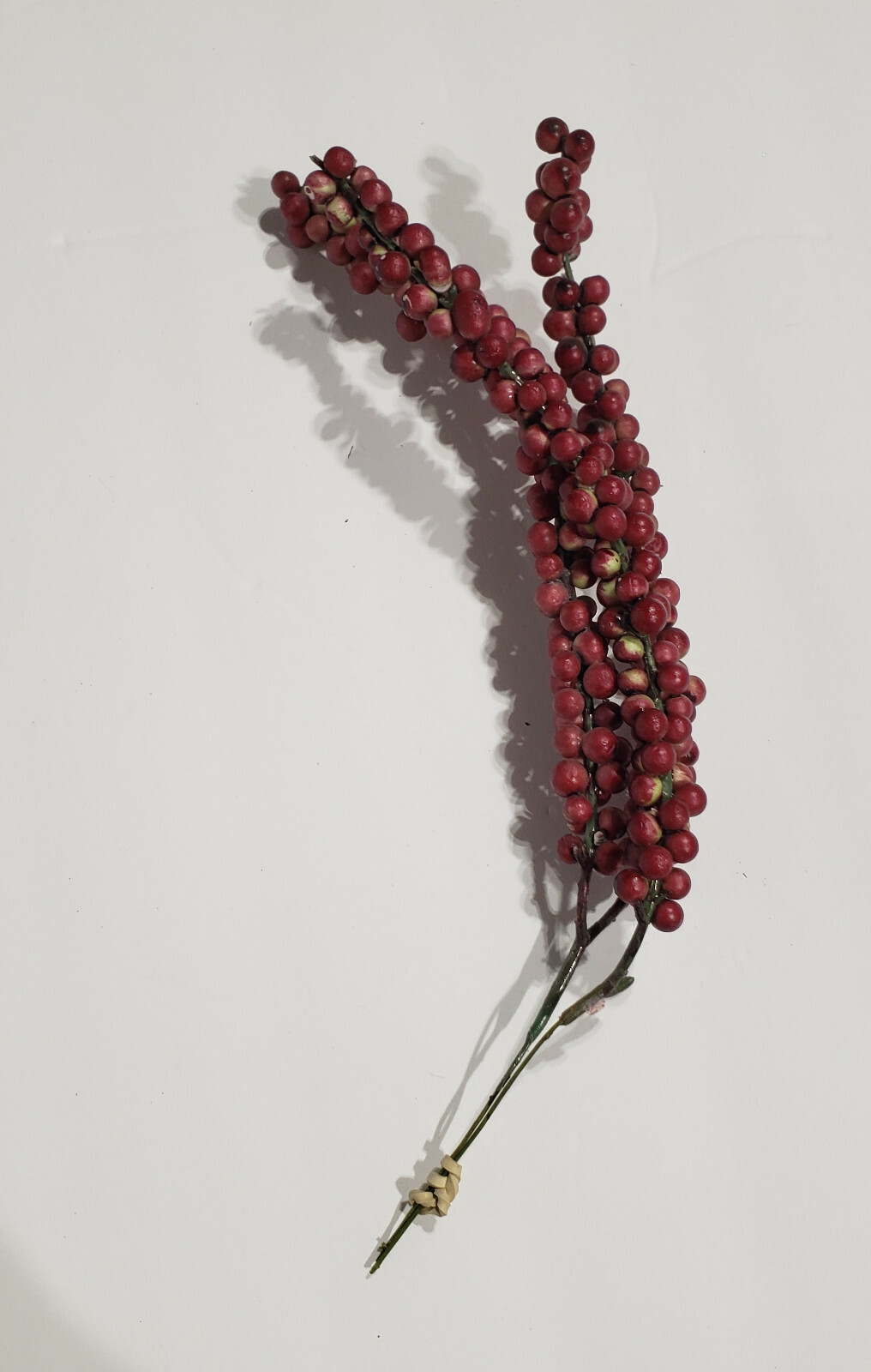 Artificial red berries 13″ bunch stems home decor arrangments 2 pcs Used