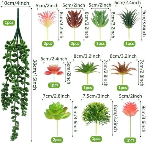 Succulents Plants Artificial, 14pcs Colorful Succulents Plant, Mini Fake Succule