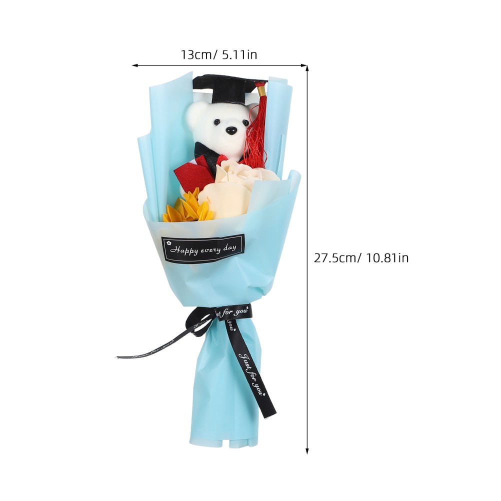Graduation Flower Bouquet Artificial Stuffed Animals Decorated Bear for