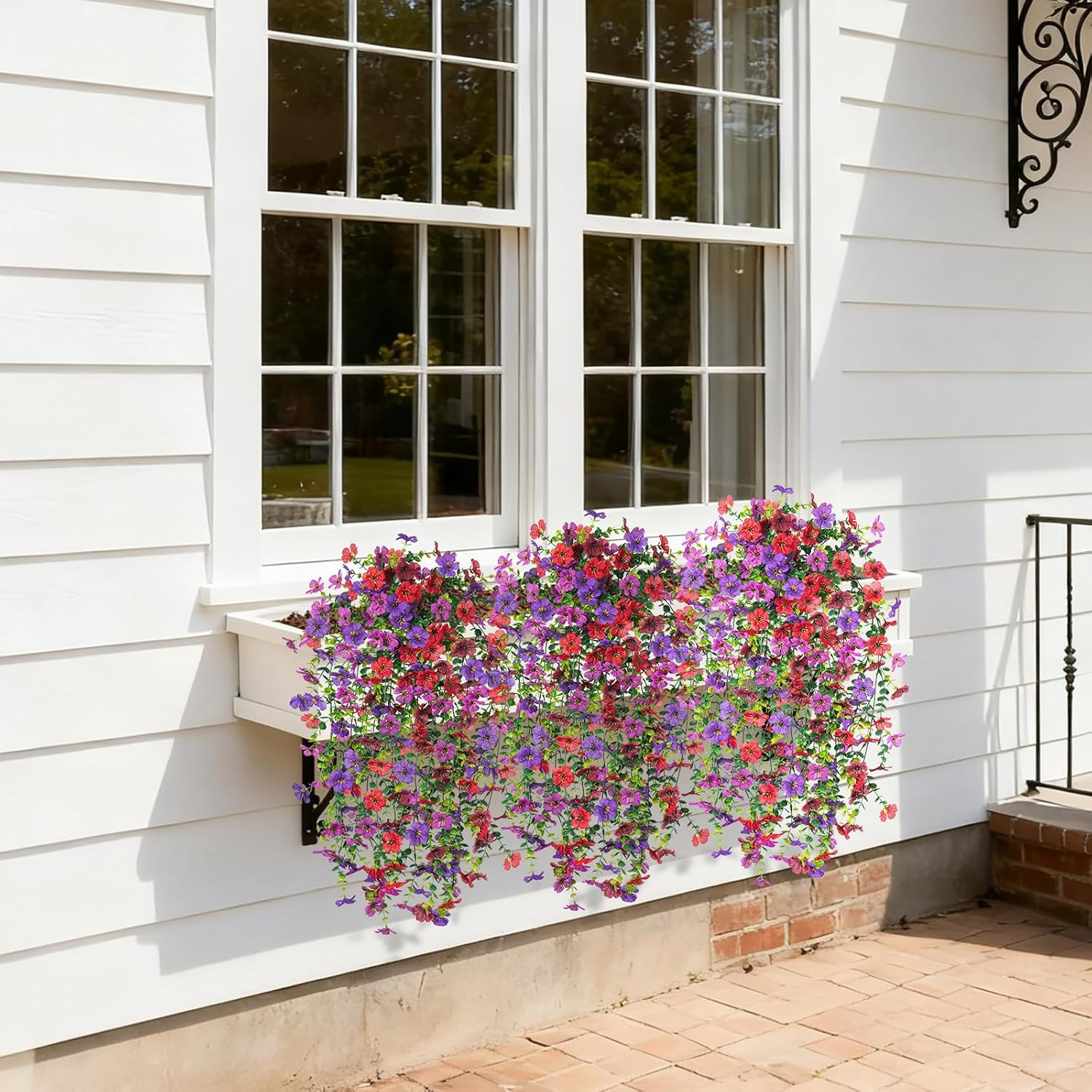 4 PCS Artificial Fake Hanging Flowers Plants for Outdoor Decoration | Faux Silk