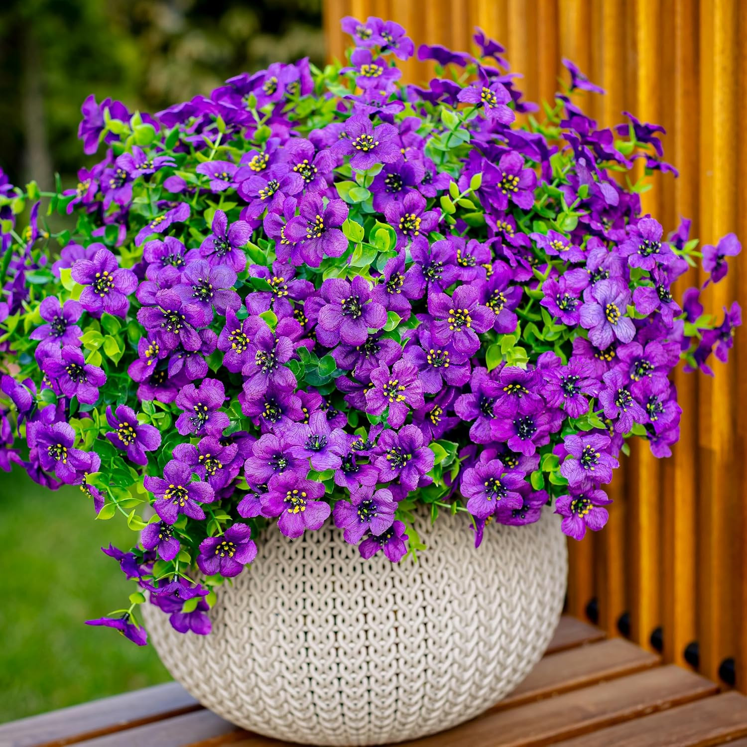 AXYLEX Artificial Flowers for Outdoors, 16 Bundles Fake Plants (Purple) | UV res