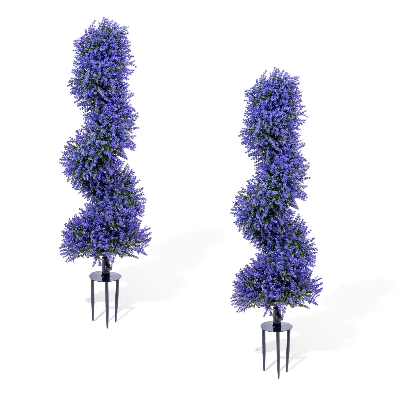 2 Pack Artificial Lavender Trees with Ground Stakes 3FT Outdoor Faux Topiary