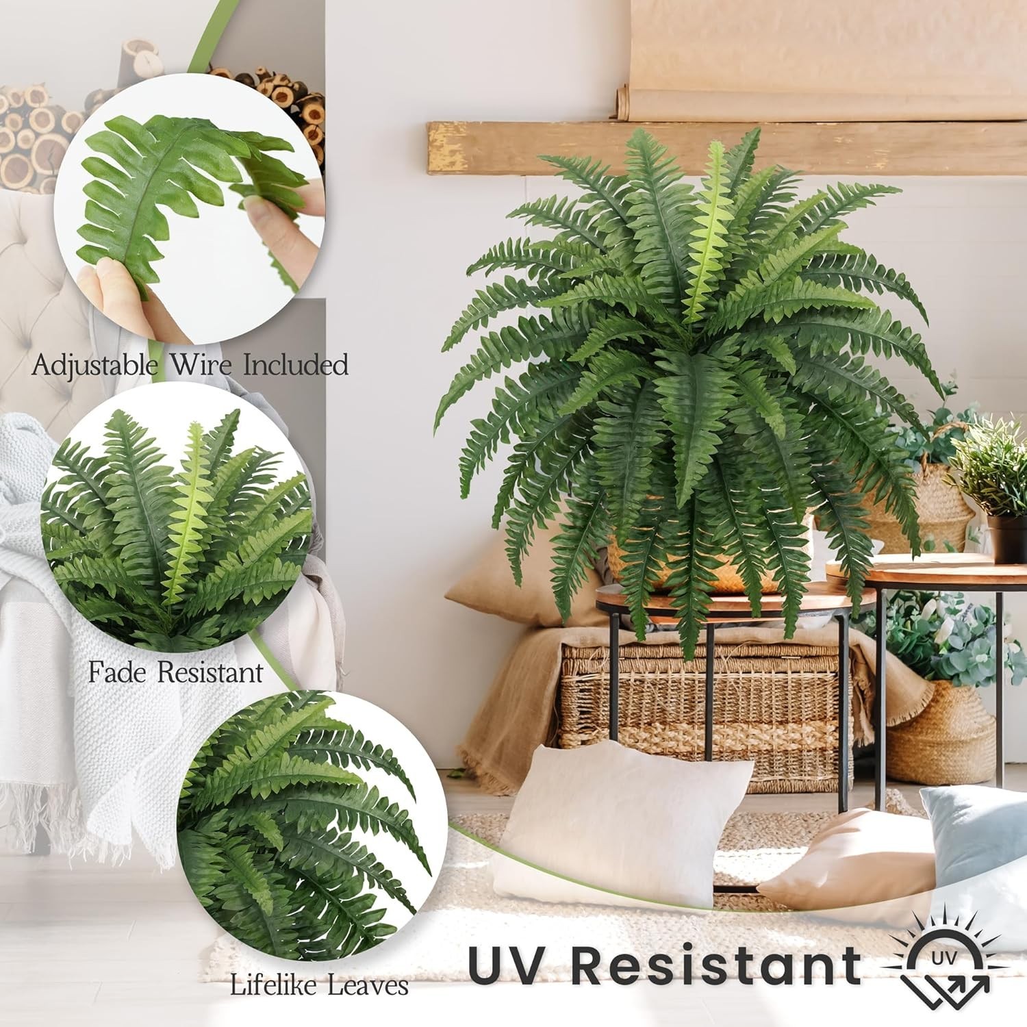 Zero Maintenance 35-Inch Fake Ferns – Pet Friendly & Eco-Friendly Set of 2