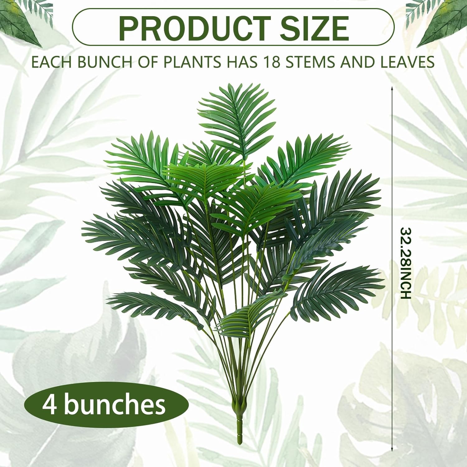 Large Areca Palm Artificial Plants 4 Pack UV Resistant Faux Palm Tree