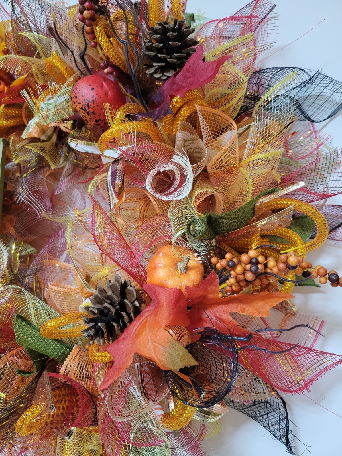 WELCOME autumn Spring Mesh Front Door Wreath Wall Decor Bright colors large