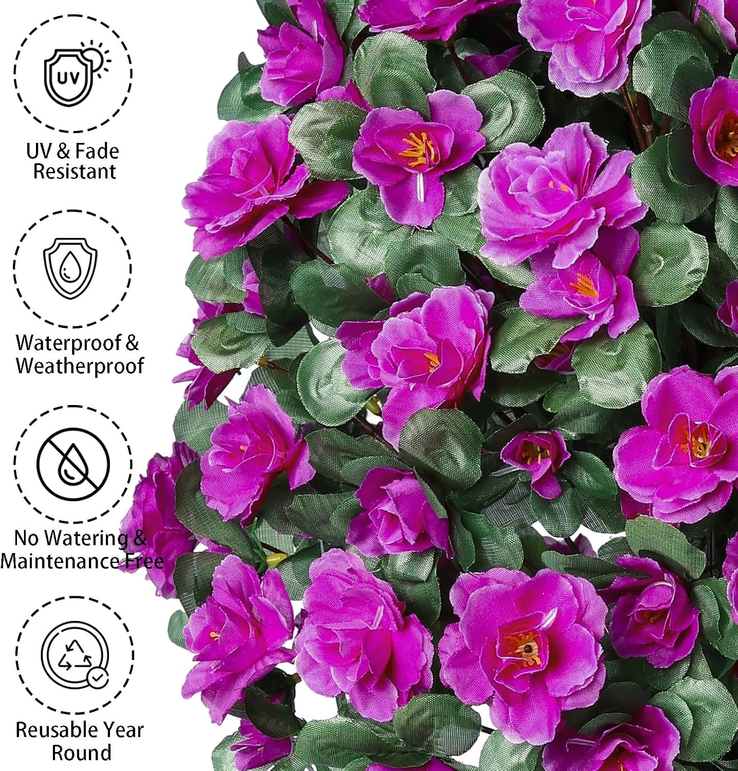Artificial Flowers for Outdoor with Ground Stakes, 22″ Faux Azalea Silk Flora…
