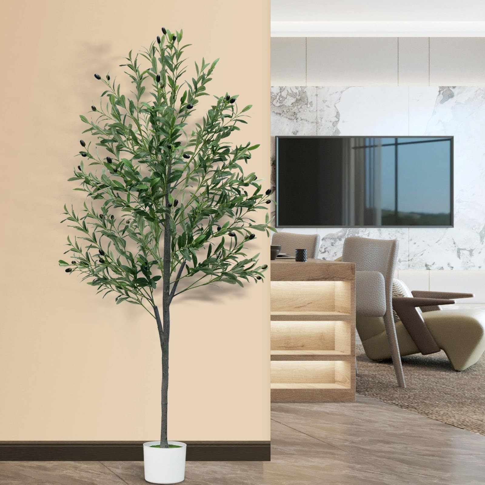 6FT Artificial Olive Tree,Artificial Plants Indoor,Faux Tree 6ft, White