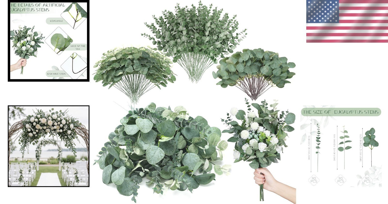 Luxury 270pc Mixed Eucalyptus Greenery Bundle – Realistic Silk Silver Dollar …