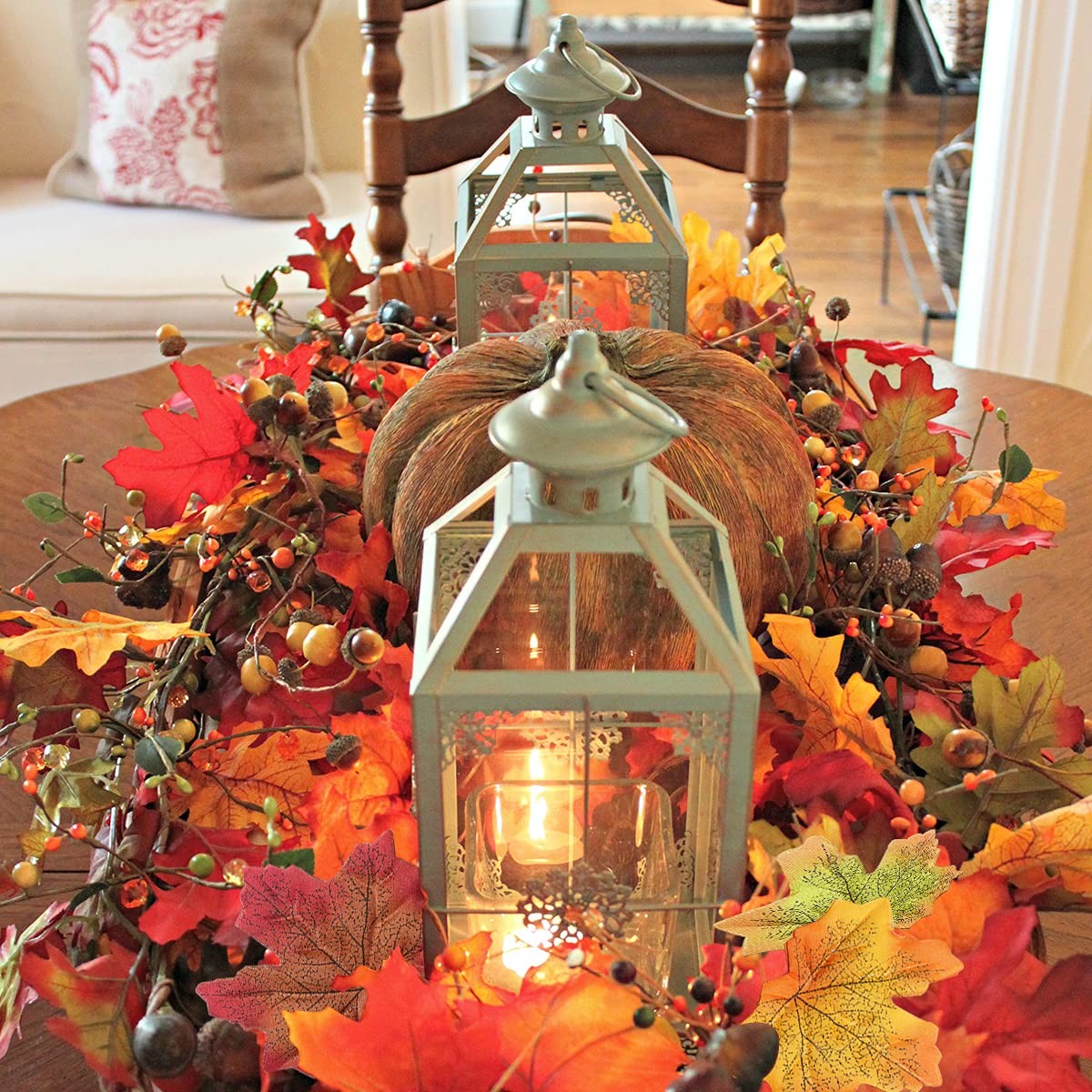 300 PCS Faux Artificial Maple Leaves Decoration Autumn Thanksgiving Decor