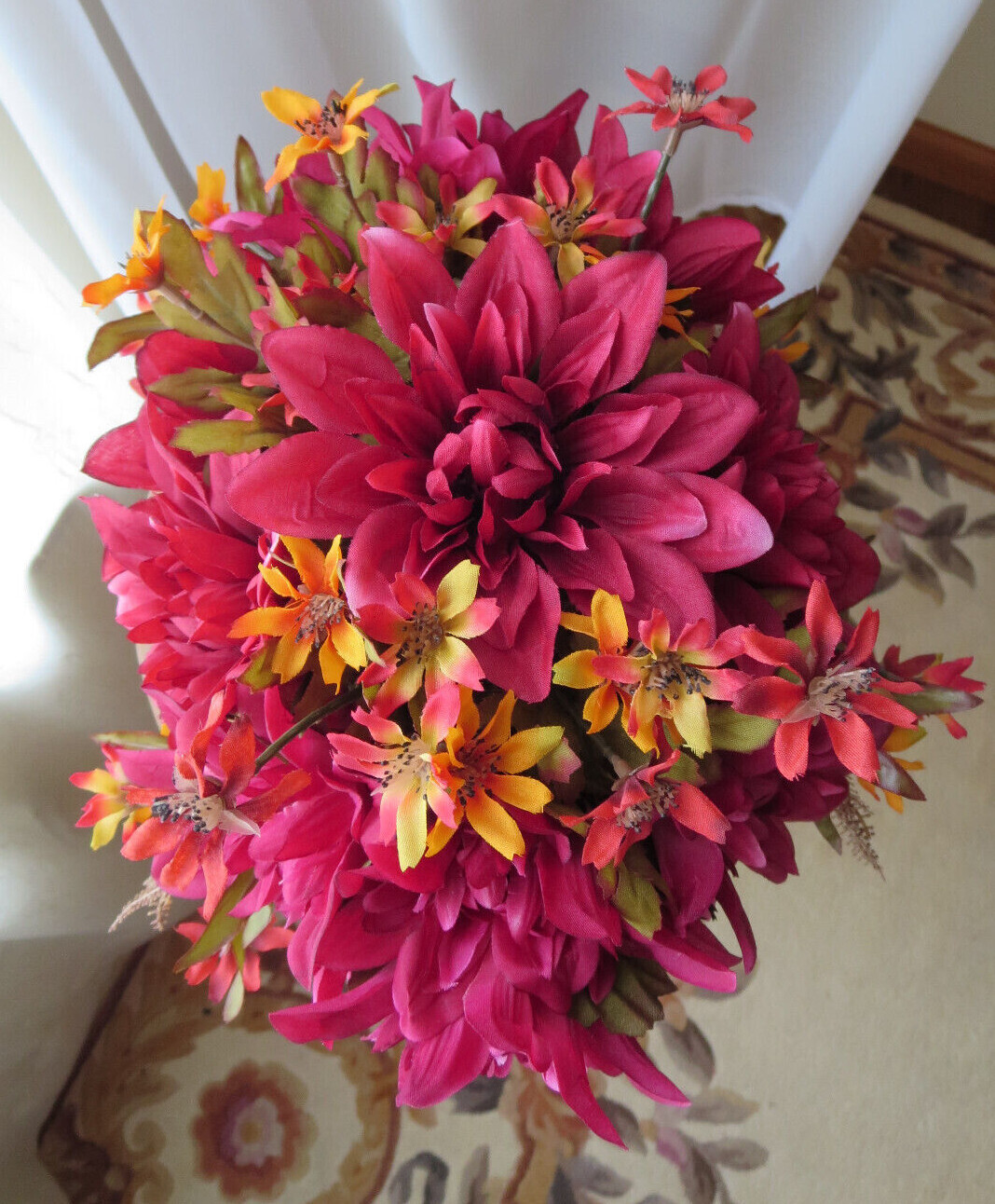 FALL FLORAL ARRANGEMENT ARTIFICIAL SILK/PLASTIC FLOWERS 8.5″ x 11″ NEW