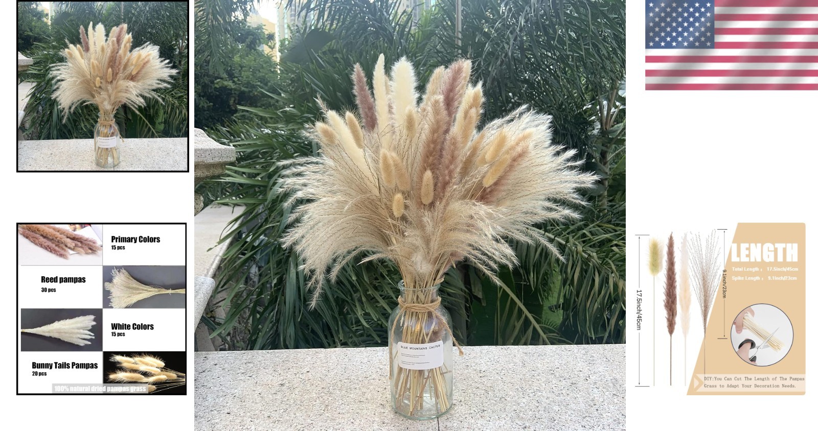 Elegant 110 Pcs Dried Pampas Grass Decor – 17.5 Inch Boho Floral Arrangements