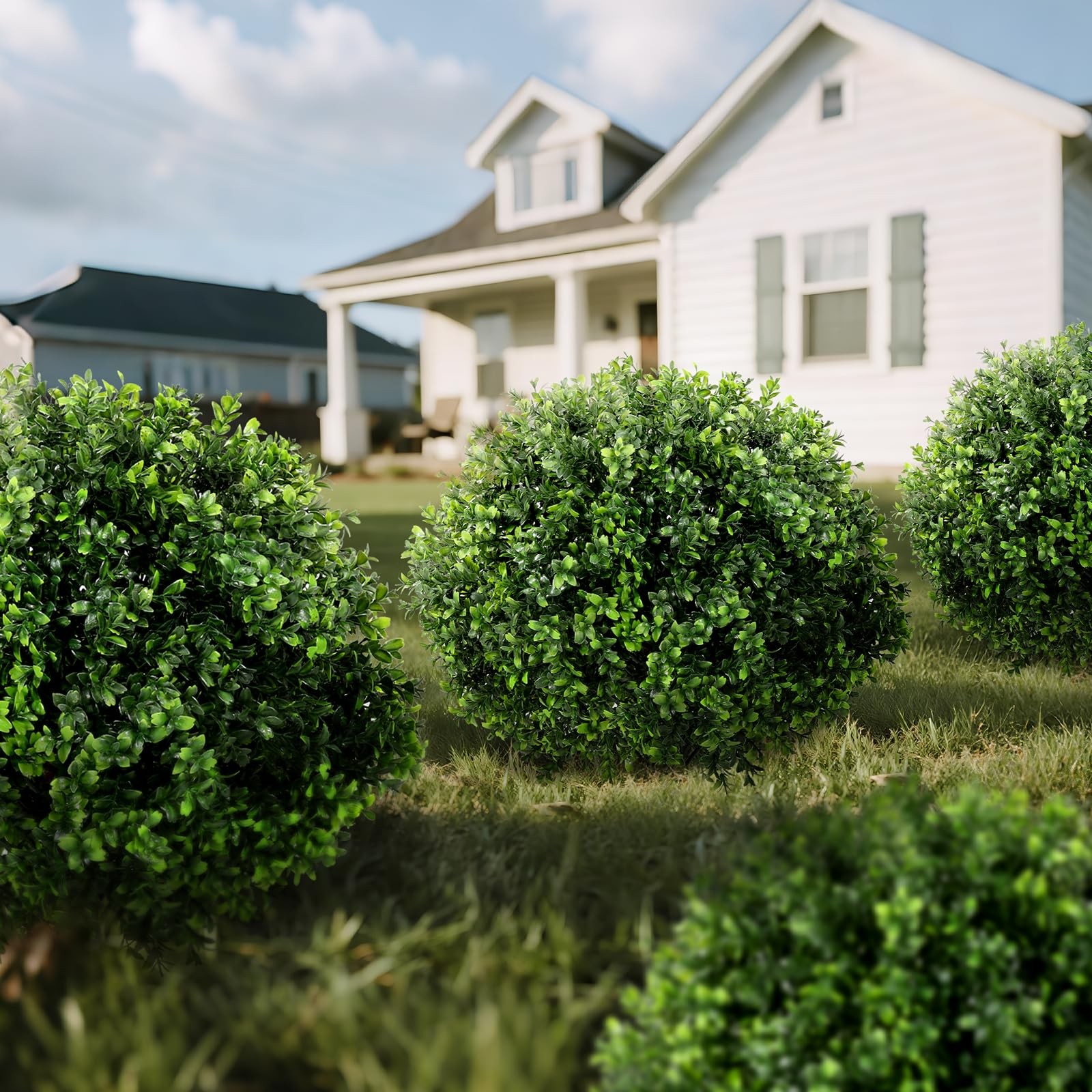 Artificial Boxwood Topiary Tree, 25 Inch 2 Set Outdoor Faux Boxwood Bush Plan…