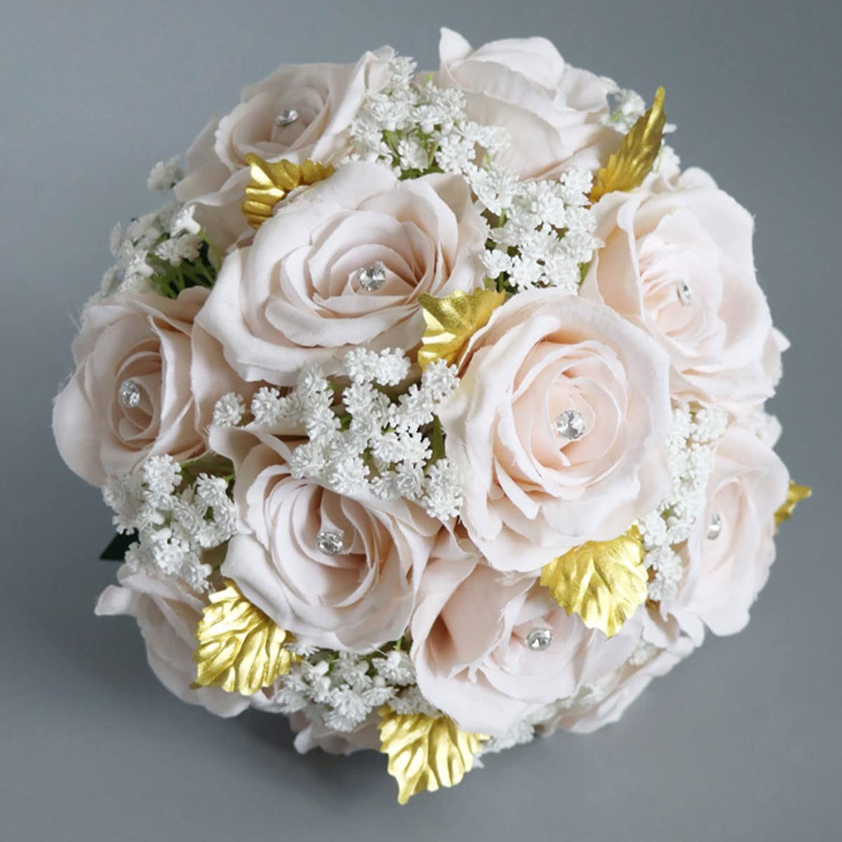 S_SSOY Wedding Bouquet for Bride Bridesmaid Champagne Silk Rose Bouquet for W…